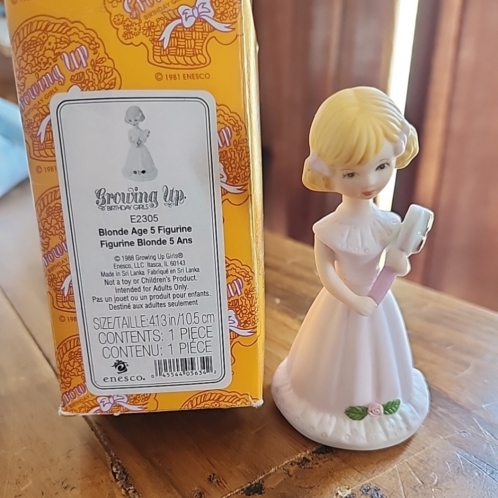 Blonde AGE 5 ~ 1982 Vtg Porcelain Figurine ~ Enesco Growing Up Birthday Girl